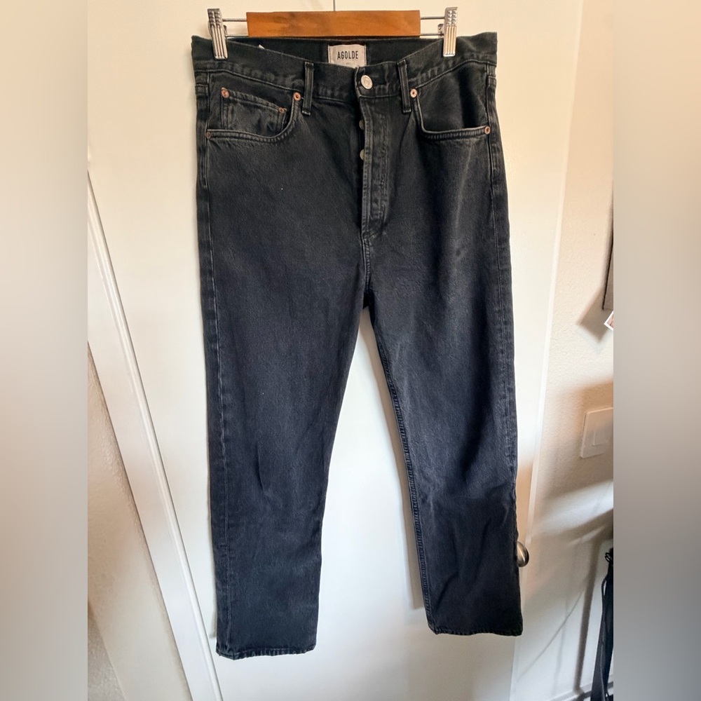 Agolde Women’s Straight Jeans in Washed Black